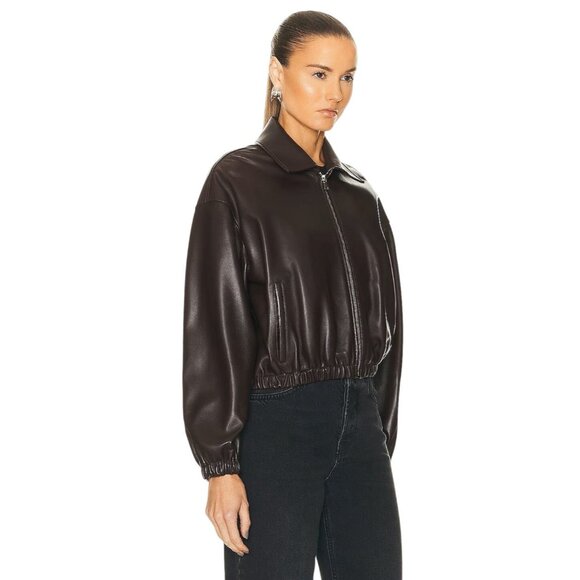 Women's Brown Leather Jacket - Picture 3 of 13